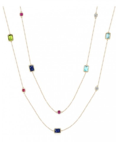 multicolour crystal stones, 40.9 inches long sweater chain necklace P1179 rose gold plated $13.86 Necklaces