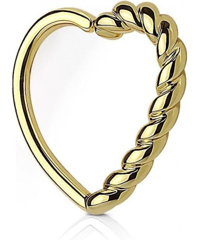 Half Braided Heart 16 Gauge WildKlass Ear Cartilage/Daith Hoop Rings Gold $9.59 Body Jewelry