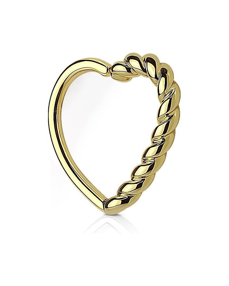 Half Braided Heart 16 Gauge WildKlass Ear Cartilage/Daith Hoop Rings Gold $9.59 Body Jewelry