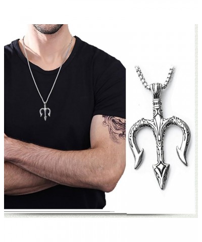 Men's Pendant Necklace for Men Boys with 23.6'' Stainless Steel Chain 057-Trident $7.55 Necklaces