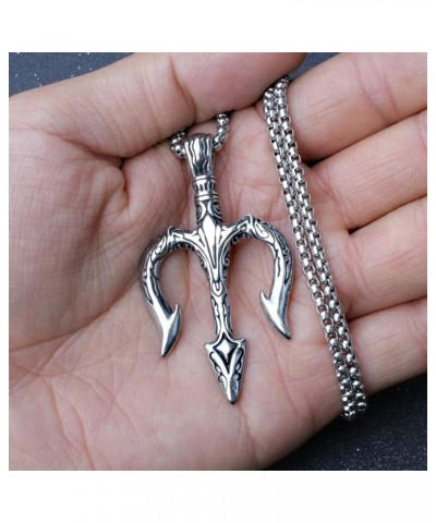 Men's Pendant Necklace for Men Boys with 23.6'' Stainless Steel Chain 057-Trident $7.55 Necklaces