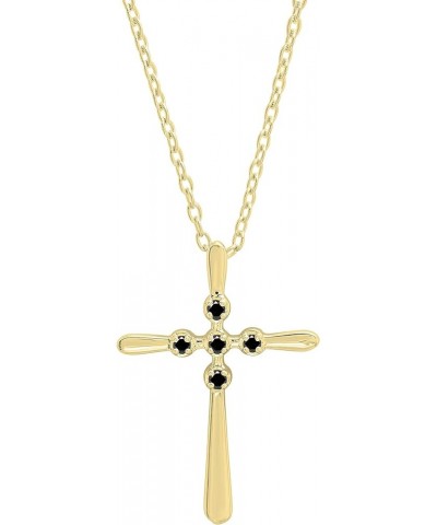 Round Gemstone Ladies Cross Pendant (Gold Chain Included), 10K Gold Yellow Gold black diamond $91.97 Necklaces