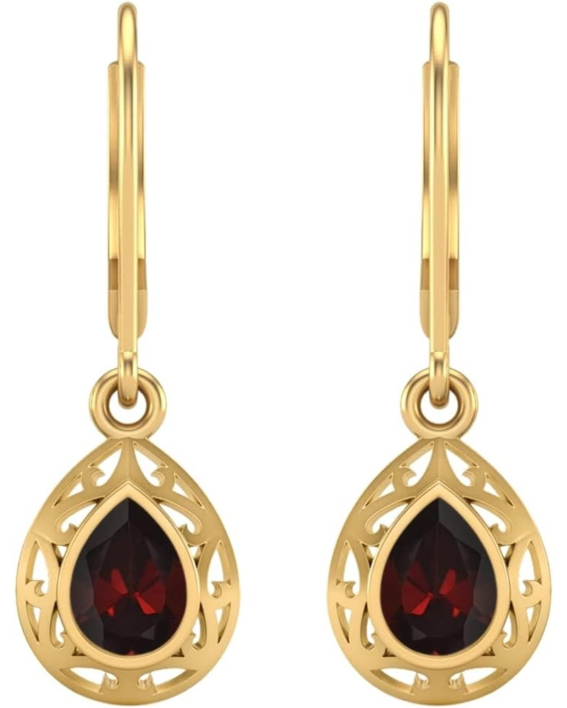 1.5 Ct Pear Shape Garnet Gemstone 925 Sterling Silver Teardrop Filigree Design Dangle Earrings lever Back Women Earring Jewel...