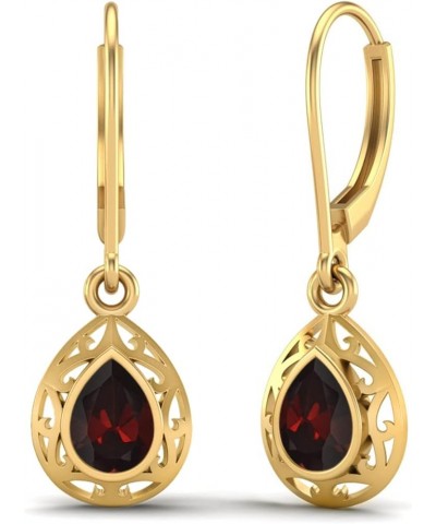 1.5 Ct Pear Shape Garnet Gemstone 925 Sterling Silver Teardrop Filigree Design Dangle Earrings lever Back Women Earring Jewel...