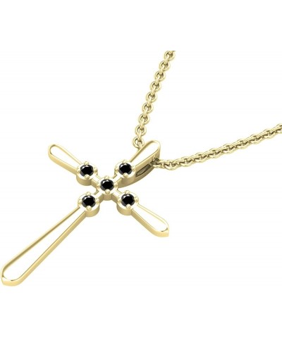 Round Gemstone Ladies Cross Pendant (Gold Chain Included), 10K Gold Yellow Gold black diamond $91.97 Necklaces