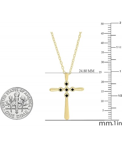 Round Gemstone Ladies Cross Pendant (Gold Chain Included), 10K Gold Yellow Gold black diamond $91.97 Necklaces