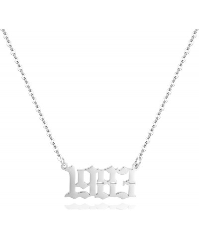 Birth Year Necklace for Women,Stainless Steel Birth Year Number Pendant Necklace Birthday Anniversary 1983 $7.13 Necklaces