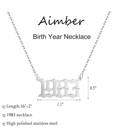 Birth Year Necklace for Women,Stainless Steel Birth Year Number Pendant Necklace Birthday Anniversary 1983 $7.13 Necklaces