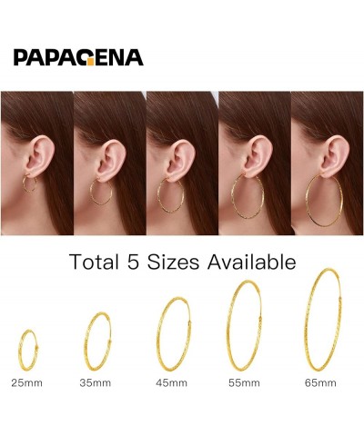 Sterling Silver Hoop Earrings for Women 25 35 45 55 65mm Thin 1.8mm Hypoallergenic Diamond-cut Endless Earring 45mm Gold $12....