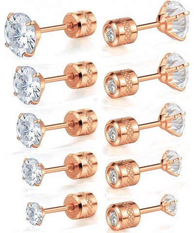 Titanium Round CZ Screw Back Earrings Hypoallergenic for Sensitive Ears Rose Gold Plated $10.50 Body Jewelry