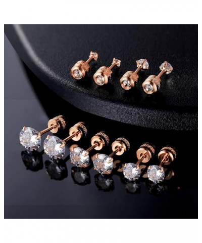 Titanium Round CZ Screw Back Earrings Hypoallergenic for Sensitive Ears Rose Gold Plated $10.50 Body Jewelry