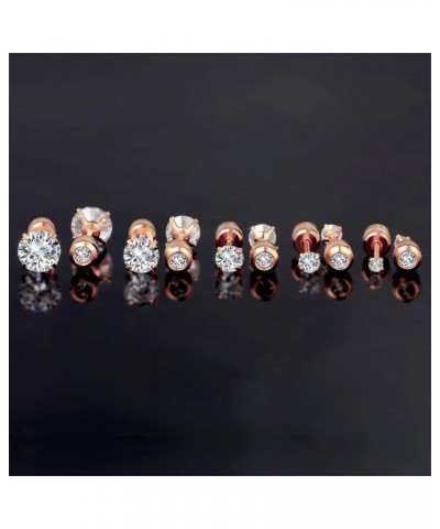 Titanium Round CZ Screw Back Earrings Hypoallergenic for Sensitive Ears Rose Gold Plated $10.50 Body Jewelry