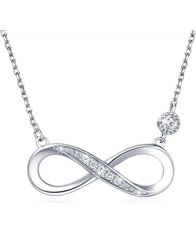 Infinity Necklaces 925 Sterling Silver Necklace Love Pendant White Gold Plated Diamond Women Necklace Mother's Day Gift for f...