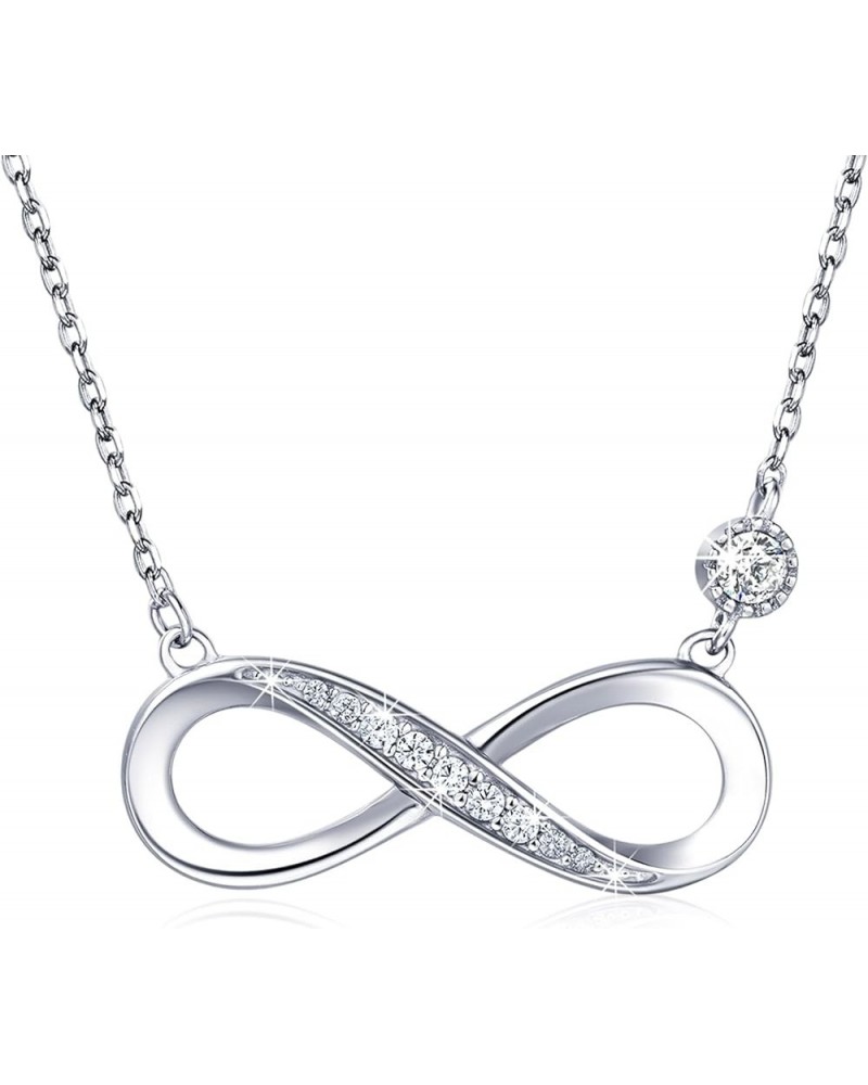 Infinity Necklaces 925 Sterling Silver Necklace Love Pendant White Gold Plated Diamond Women Necklace Mother's Day Gift for f...