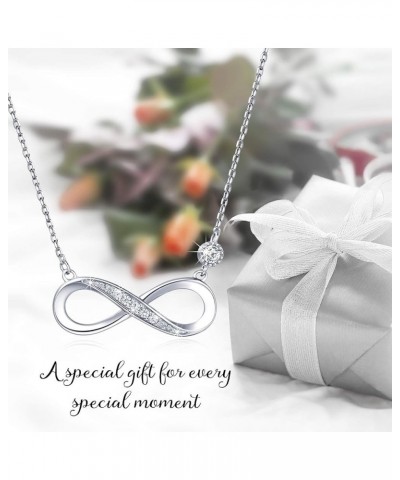 Infinity Necklaces 925 Sterling Silver Necklace Love Pendant White Gold Plated Diamond Women Necklace Mother's Day Gift for f...