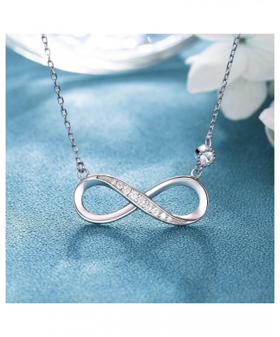 Infinity Necklaces 925 Sterling Silver Necklace Love Pendant White Gold Plated Diamond Women Necklace Mother's Day Gift for f...