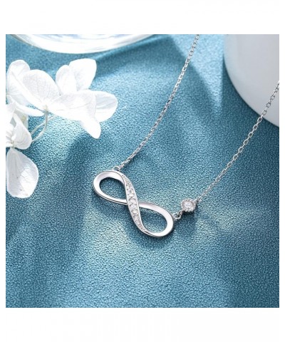 Infinity Necklaces 925 Sterling Silver Necklace Love Pendant White Gold Plated Diamond Women Necklace Mother's Day Gift for f...