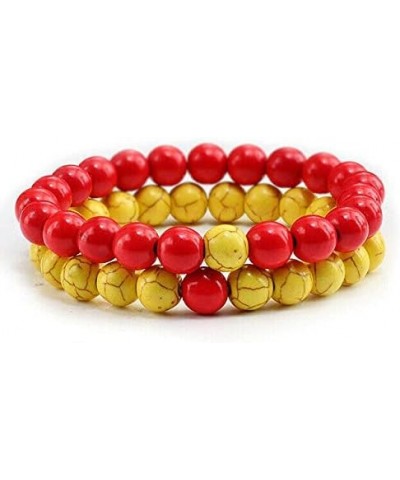 2Pcs Natural Red Yellow Stone Bead Bracelet Yoga Jewelry For Couple Fashion Best Good Bracelets Accesories Cheap Stylish Jewe...