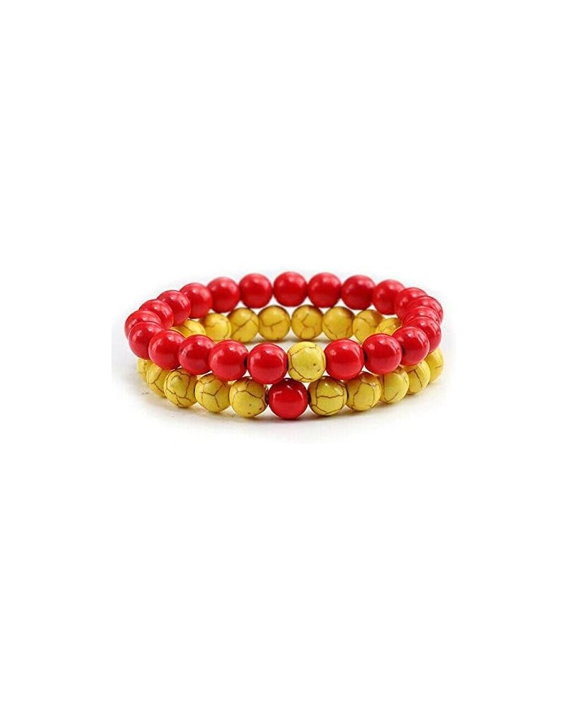 2Pcs Natural Red Yellow Stone Bead Bracelet Yoga Jewelry For Couple Fashion Best Good Bracelets Accesories Cheap Stylish Jewe...