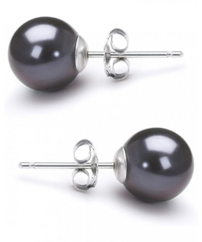 Black Cultured Pearl Earrings Stud AAA 5-10mm Freshwater Cultured Pearls Earrings Gold Plated Settings - 6.0 Millimeters Whit...