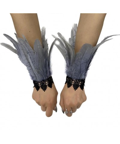 Feather Bracelet Wrist Cuffs Floral Lace Wristband Feather Sleeves Gothic Arm Cuff Accessories for Women Men Carnival Hallowe...