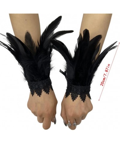 Feather Bracelet Wrist Cuffs Floral Lace Wristband Feather Sleeves Gothic Arm Cuff Accessories for Women Men Carnival Hallowe...