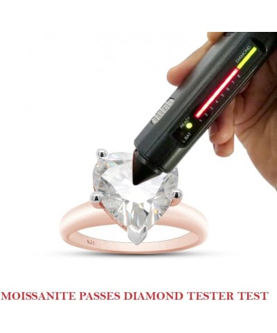 3 Carat Heart Shape Lab Created Moissanite Diamond Solitaire Engagement Ring In 14K Gold Plated 925 Sterling Silver Jewelry (...