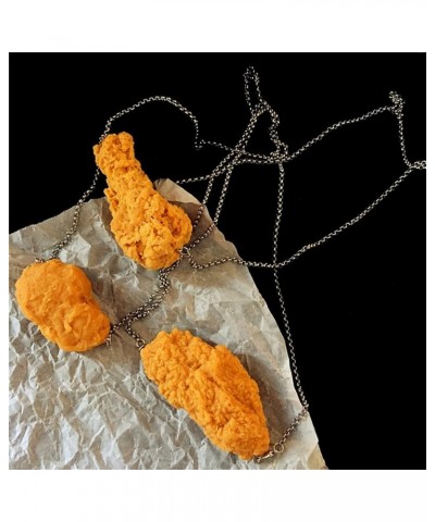 Simulation 3D Fried Chicken Pendant Y-Style Necklace Funny Vivid Food Chicken Legs Wings Necklace Resin Drumstick Creative Ba...