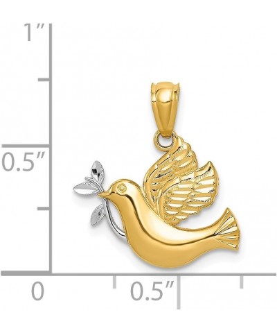 Solid 14k Yellow and White Gold Two Tone Polished Dove with Olive Branch Pendant (20mm x 22mm) $61.20 Pendants