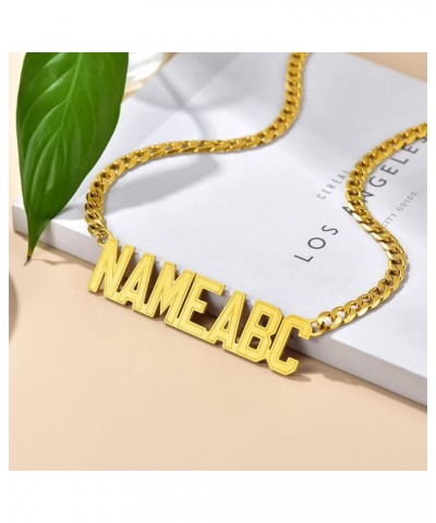 Name Necklace Personalized,Stainless Steel/Black/Gold Figaro Chain/Cuban Chain with Name Customized,Custom Nameplate Pendant ...