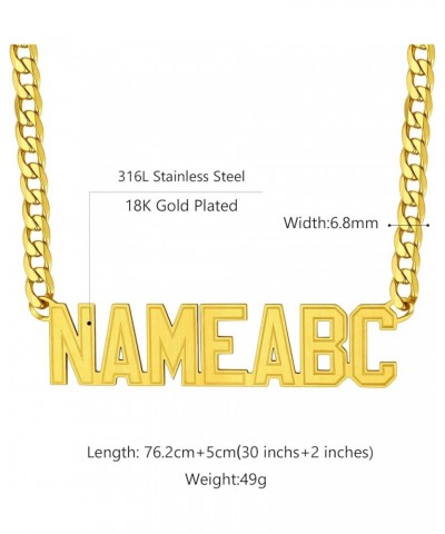 Name Necklace Personalized,Stainless Steel/Black/Gold Figaro Chain/Cuban Chain with Name Customized,Custom Nameplate Pendant ...