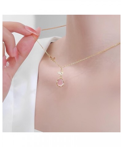 Women'S Water Drop Crystal Butterfly Necklace Dainty Animal Jewelry Small Pendant Gifts for Teen Girls Wifey Cute Accessories...