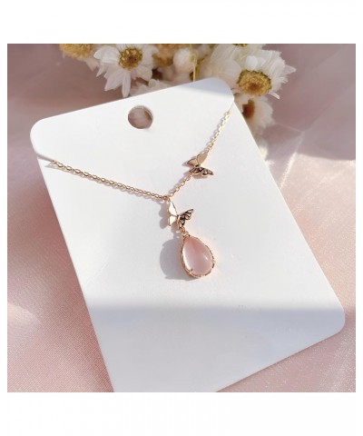 Women'S Water Drop Crystal Butterfly Necklace Dainty Animal Jewelry Small Pendant Gifts for Teen Girls Wifey Cute Accessories...