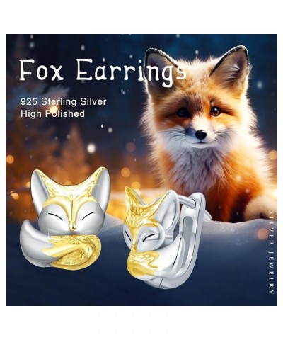 Fox Stud Earrings Fox Head Earrings for Women 925 Sterling Silver Fox Earrings Cute Fox Animal Stud Earrings Pet Jewelry for ...