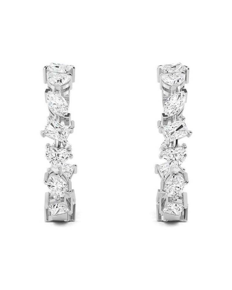 1-10 Carat (ctw) White Gold Princess, Marquise, Heart, Radiant and Oval Cut LAB GROWN Diamond Hoops Earrings (Color H-I Clari...