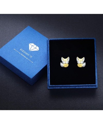 Fox Stud Earrings Fox Head Earrings for Women 925 Sterling Silver Fox Earrings Cute Fox Animal Stud Earrings Pet Jewelry for ...