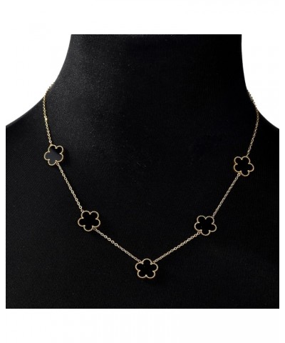 Four Leaf Clover Necklace for Women Girls 14K Gold Plated Stainless Steel Chain Women's Jewelry Gift Black $9.71 Necklaces