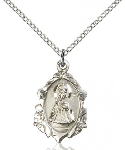 Women's Infant of Prague Medal with Elegant Border & 18" Sterling Silver Chain $50.07 Necklaces