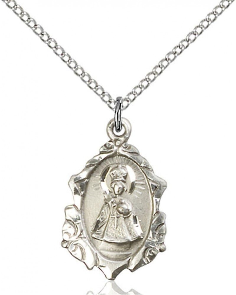 Women's Infant of Prague Medal with Elegant Border & 18" Sterling Silver Chain $50.07 Necklaces