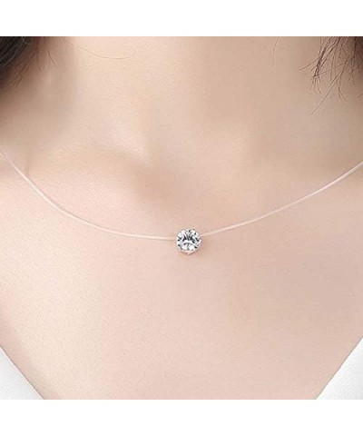 Silver Plated Cubic Zirconia CZ Filled Embossed Necklace Choker for Women Girls Jewelry Gift Pendant + Chain 23_Round $5.99 N...