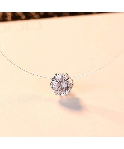 Silver Plated Cubic Zirconia CZ Filled Embossed Necklace Choker for Women Girls Jewelry Gift Pendant + Chain 23_Round $5.99 N...