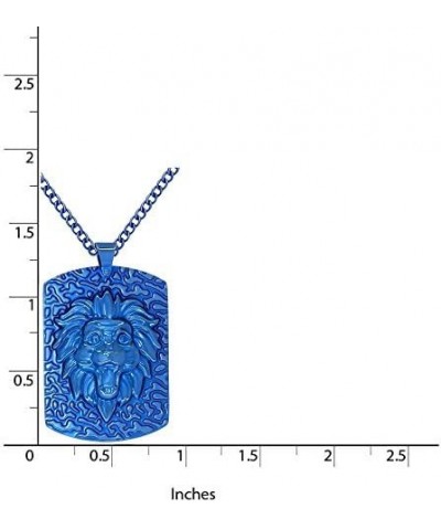 Stainless Steel Blue IP-Plated-Tone Lion Head Leo Dog Tag Pendant Necklace, 24" Chain $17.04 Necklaces