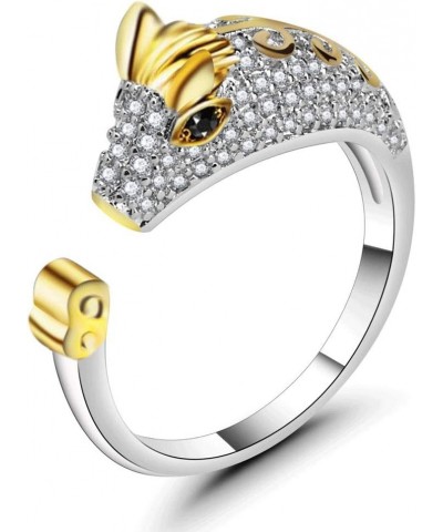 Chinese Zodiac Ring Sterling Silver for Women Gold Zircon Cuff Adjustable Jewelry With Gifts Bag Horse $7.79 Bracelets