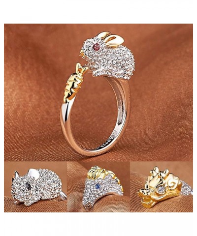 Chinese Zodiac Ring Sterling Silver for Women Gold Zircon Cuff Adjustable Jewelry With Gifts Bag Horse $7.79 Bracelets