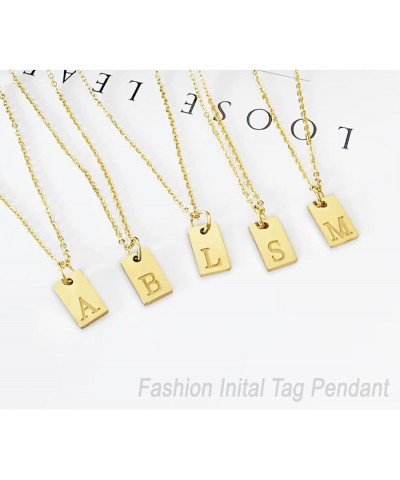 Silver Initial Necklaces for Women Trendy Name Letter Necklace Cute Initial Tag Pendant Necklace for Girls Dainty Alphabet Pe...