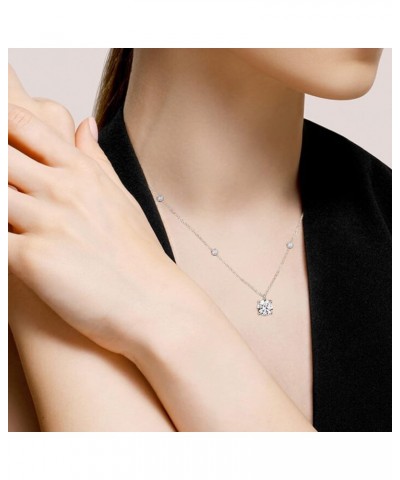 Moissanite Necklace for Women, 1-2 CT Solitaire Pendant 925 Sterling Silver Diamond Necklaces Round D-E Color VVS1 Clarity Wh...