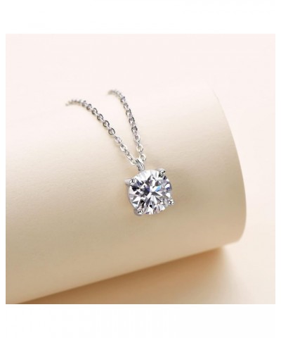 Moissanite Necklace for Women, 1-2 CT Solitaire Pendant 925 Sterling Silver Diamond Necklaces Round D-E Color VVS1 Clarity Wh...