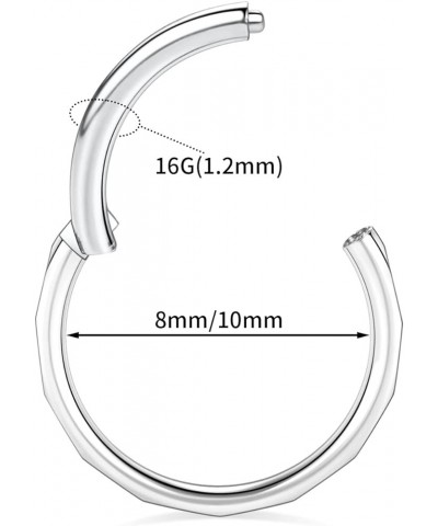 18G 16G 316L Surgical Steel Hinged Nose Rings Hoop Seamless Piercing Rings for Nose Conch Septum Cartilage Helix Tragus Rook ...