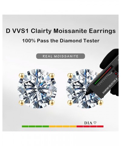 0.2ct - 4CT Moissanite Stud Earrings for Women - D Color VVS1 Clarity Lab Grown Diamond Earrings S925 Sterling Silver Moissan...