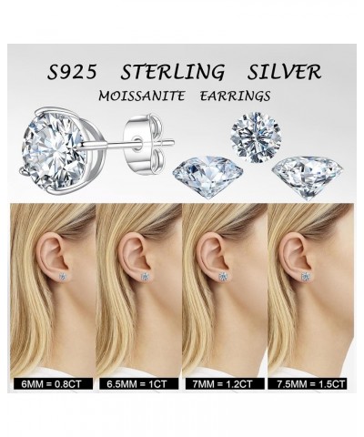 0.2ct - 4CT Moissanite Stud Earrings for Women - D Color VVS1 Clarity Lab Grown Diamond Earrings S925 Sterling Silver Moissan...